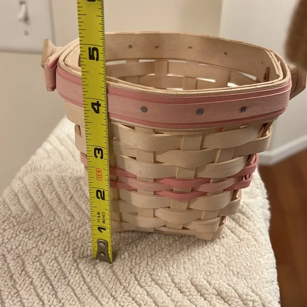 Vintage 2001 Longaberger Horizon of Hope Basket Pink Trim Swing Handle Protector